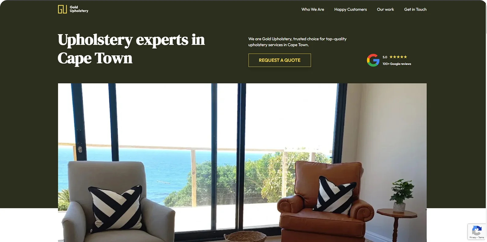 Gold Upholstery website design and development by our Cape Town web design company team